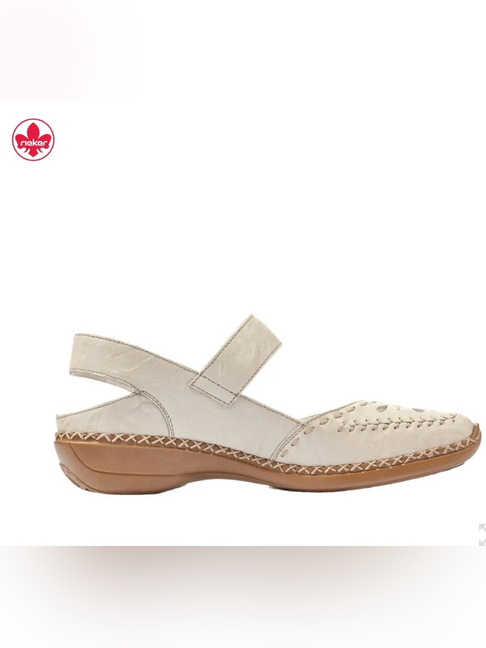 Rieker Cream Mary Jane Slingback Leather Shoes 37 - Picture 4 of 16